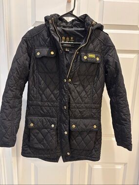 Barbour Black Quilted Hooded Puffer Jacket